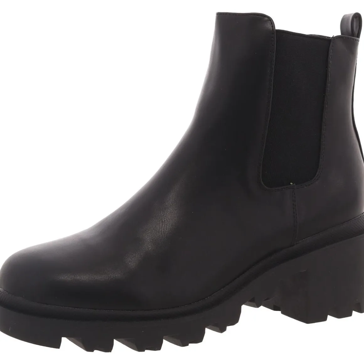 Faux Leather Lugged Sole Chelsea Boots