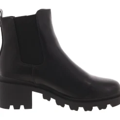 Faux Leather Lugged Sole Chelsea Boots