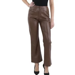 Faux Leather Mid-Rise Bootcut Pants