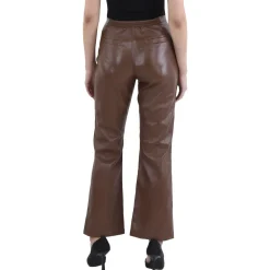 Faux Leather Mid-Rise Bootcut Pants