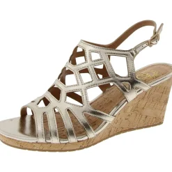 Faux Leather Open Toe Wedge Sandals
