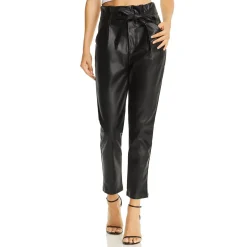 Faux Leather Pleated Casual Pants