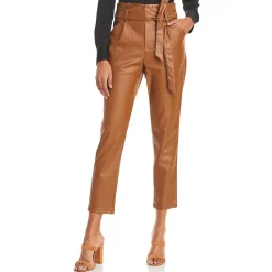 Faux Leather Pleated Casual Pants