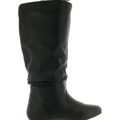 Faux Leather Round Toe Knee-High Boots