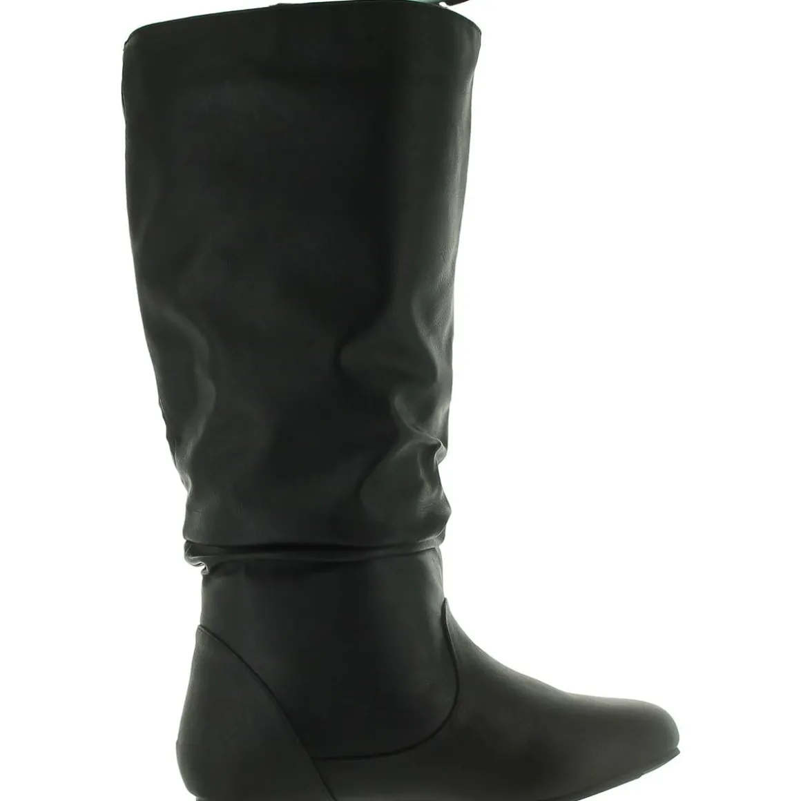 Faux Leather Round Toe Knee-High Boots
