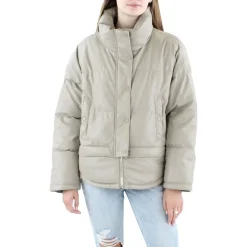 Faux Leather Short Puffer Jacket