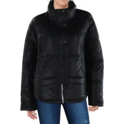 Faux Leather Short Puffer Jacket
