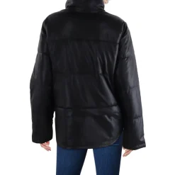 Faux Leather Short Puffer Jacket