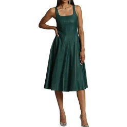 Faux Leather Sleeveless Midi Dress