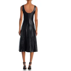 Faux Leather Sleeveless Midi Dress