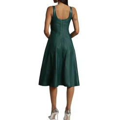 Faux Leather Sleeveless Midi Dress