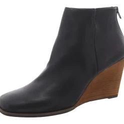 Faux Leather Slip On Wedge Boots