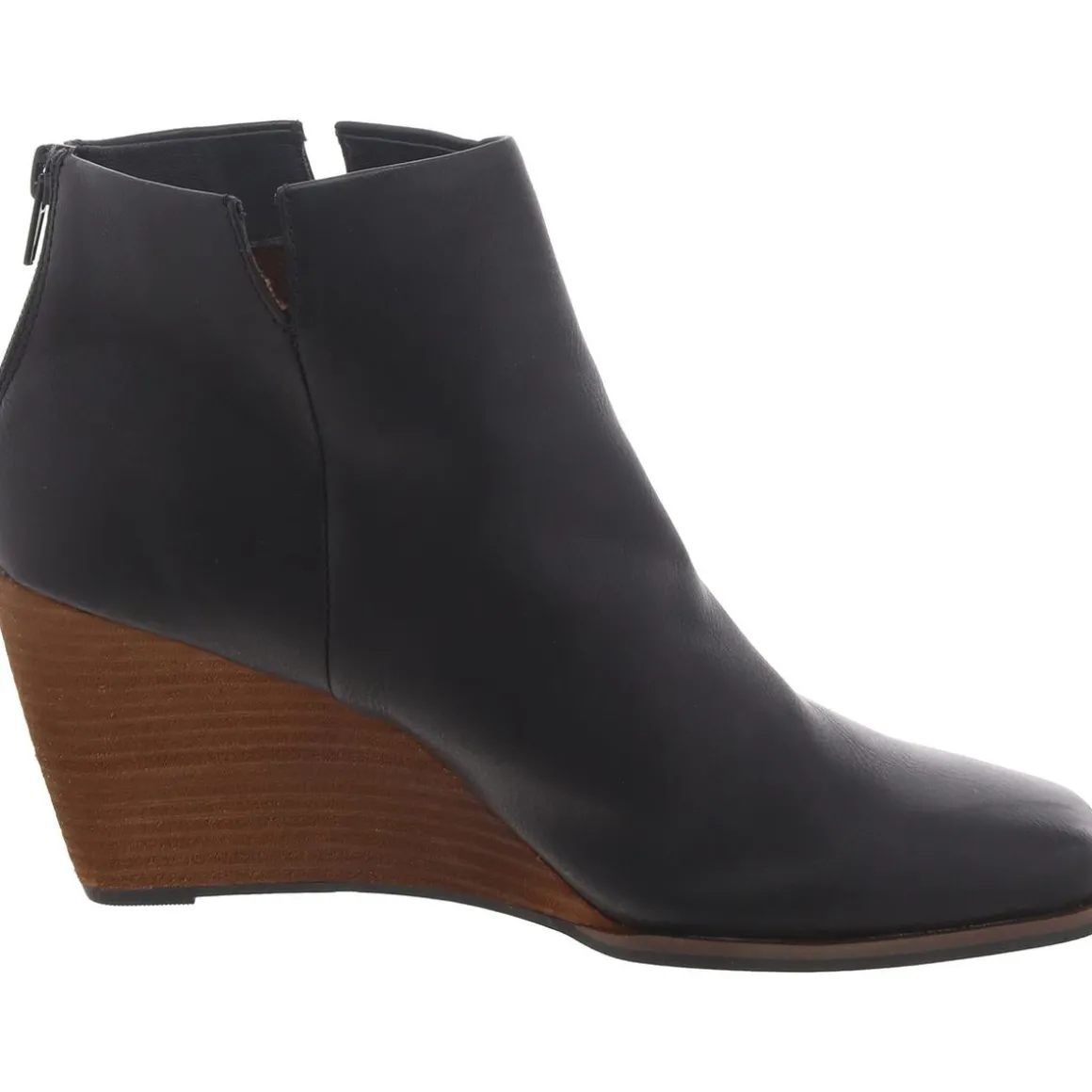 Faux Leather Slip On Wedge Boots