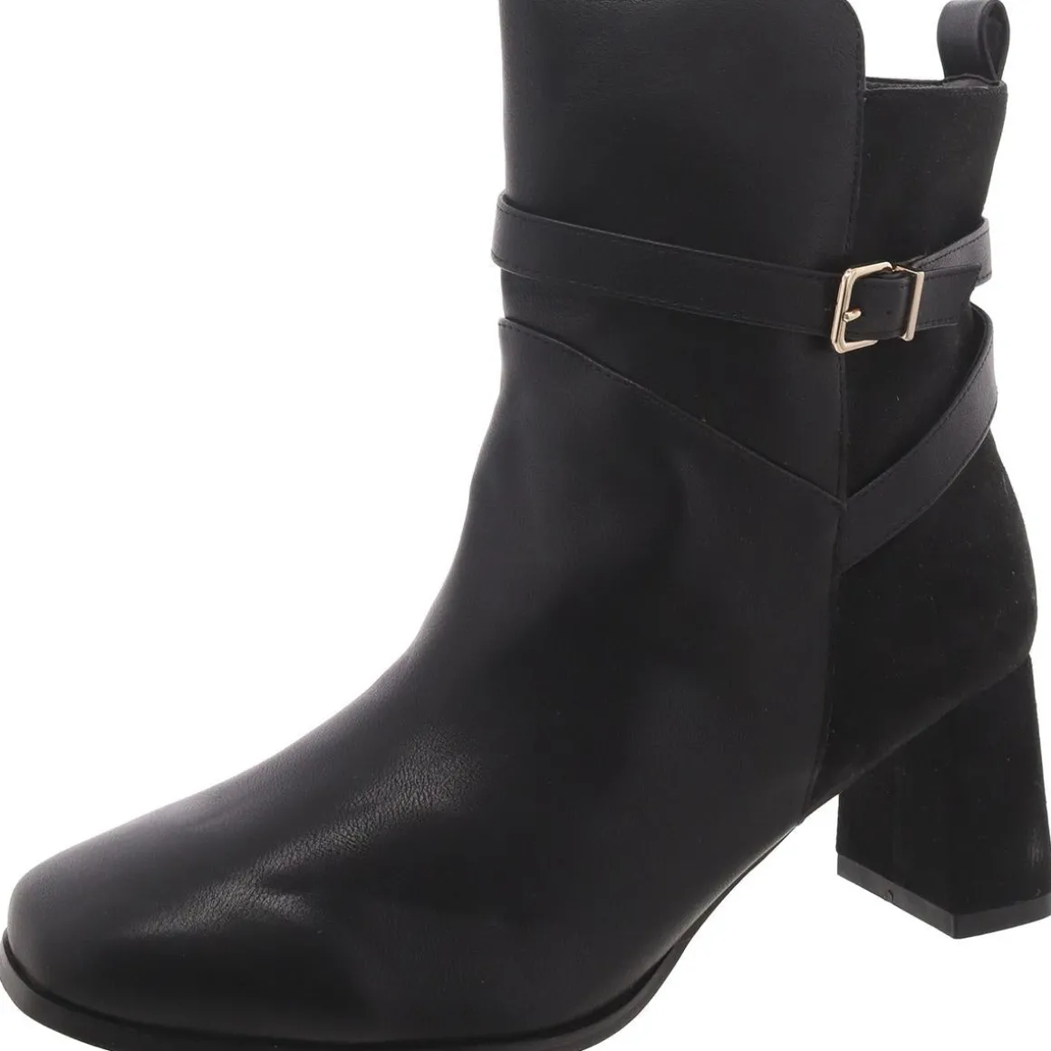 Faux Leather Solid Mid-Calf Boots
