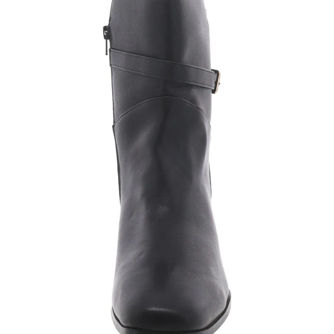 Faux Leather Solid Mid-Calf Boots