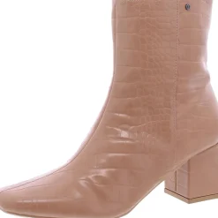 Faux Leather Square Toe Booties