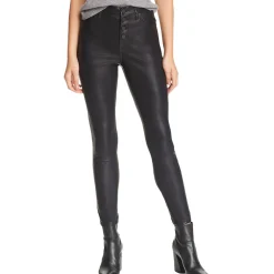 Faux Leather Straight Leg Skinny Pants