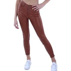 Faux Leather Straight Leg Skinny Pants