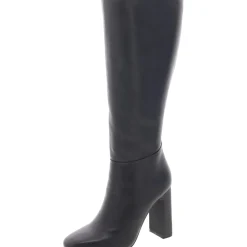 Faux Leather Toe Cap Knee-High Boots
