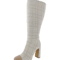 Faux Leather Toe Cap Knee-High Boots