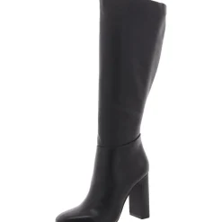 Faux Leather Toe Cap Knee-High Boots