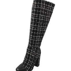 Faux Leather Toe Cap Knee-High Boots