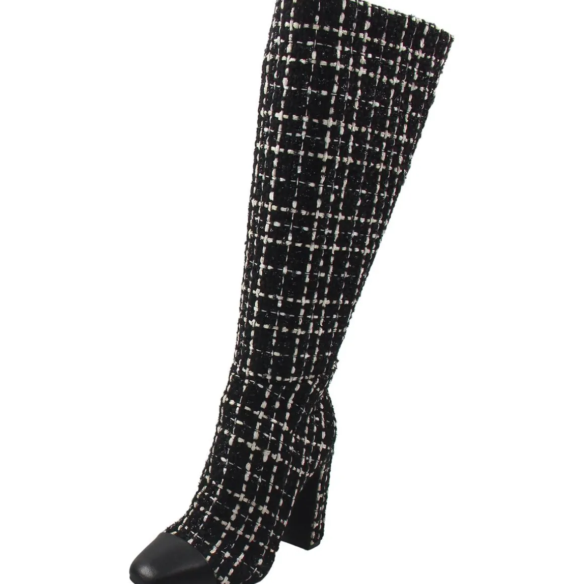 Faux Leather Toe Cap Knee-High Boots