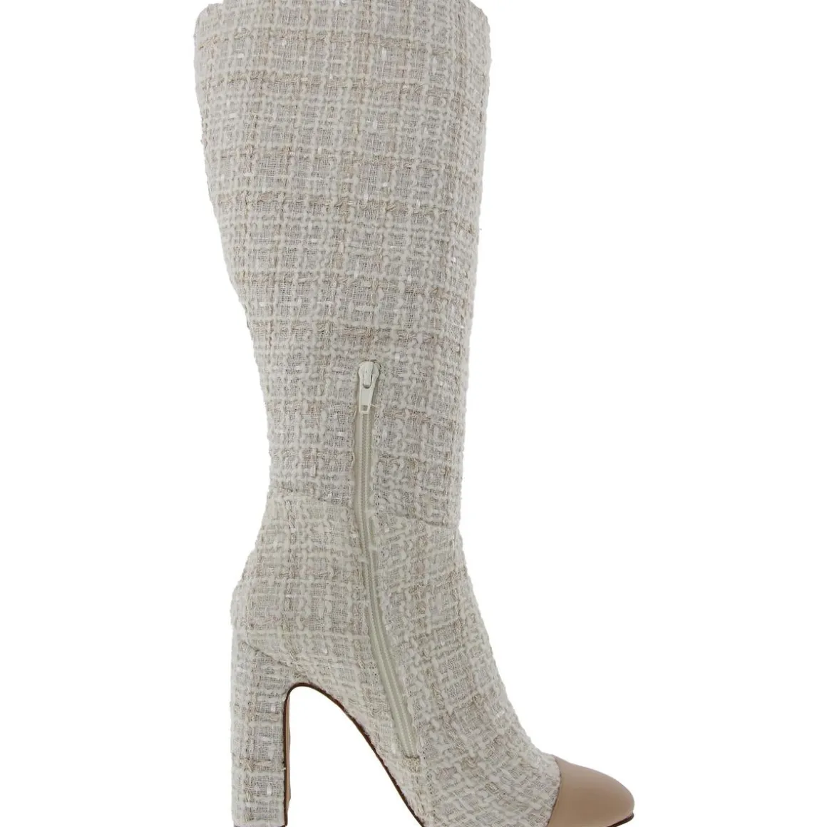 Faux Leather Toe Cap Knee-High Boots