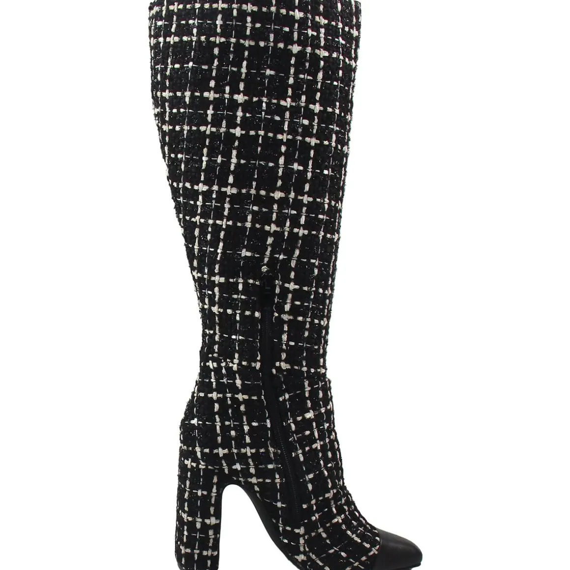 Faux Leather Toe Cap Knee-High Boots