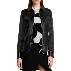 Faux Leather Trim Motorcycle Jacket