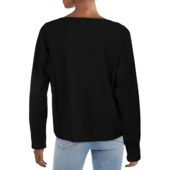 Faux Leather Trim Pullover Sweater