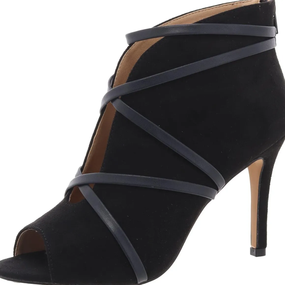 Faux Leather Trim Faux Suede Booties