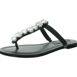 Faux Leather T-Strap Thong Sandals