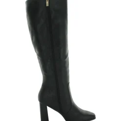 Faux Leather Zipper Knee-High Boots
