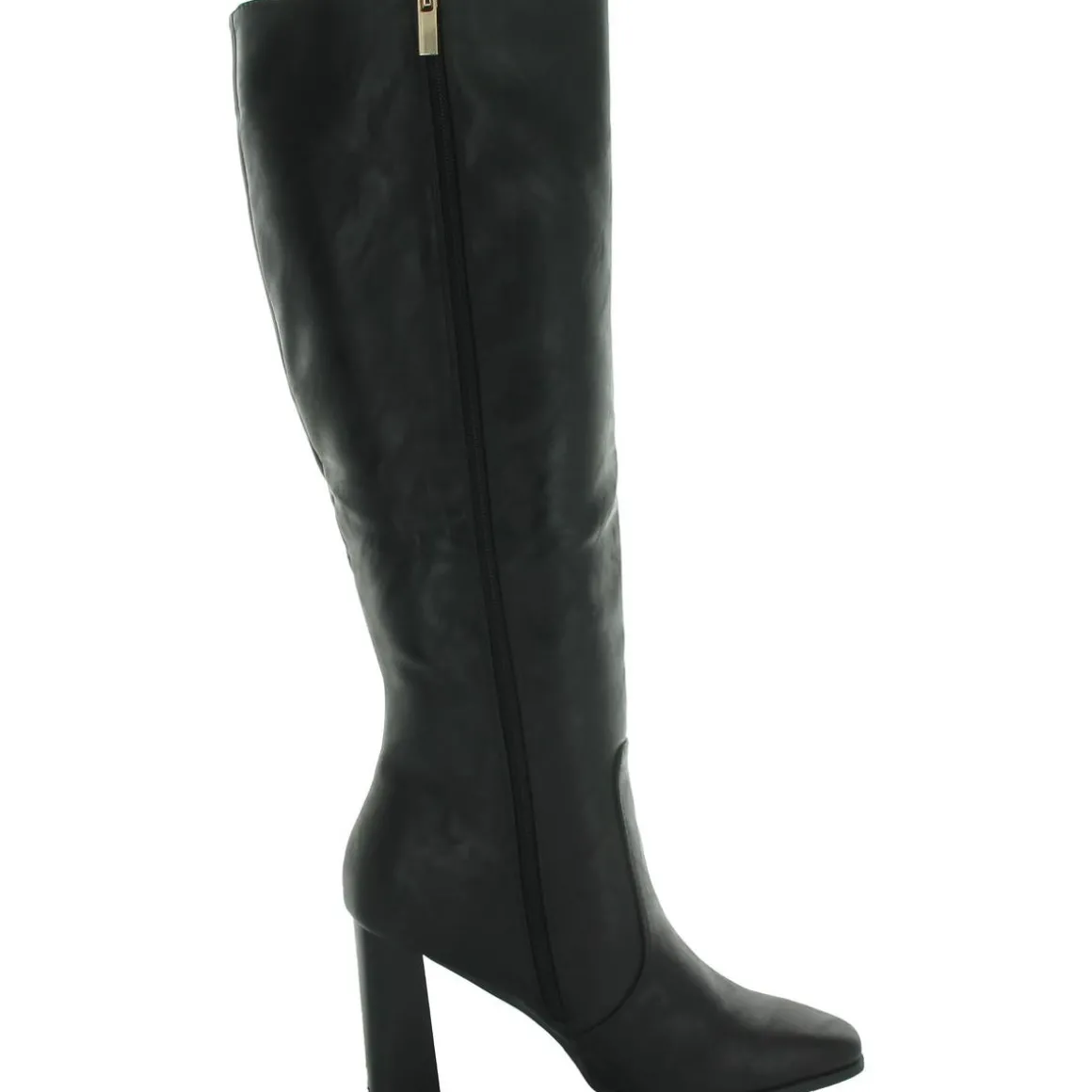Faux Leather Zipper Knee-High Boots
