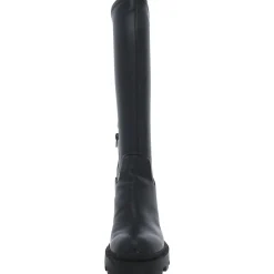 Faux Leather Zipper Knee-High Boots