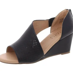 Faux Leather Zipper Wedge Heels