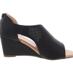 Faux Leather Zipper Wedge Heels