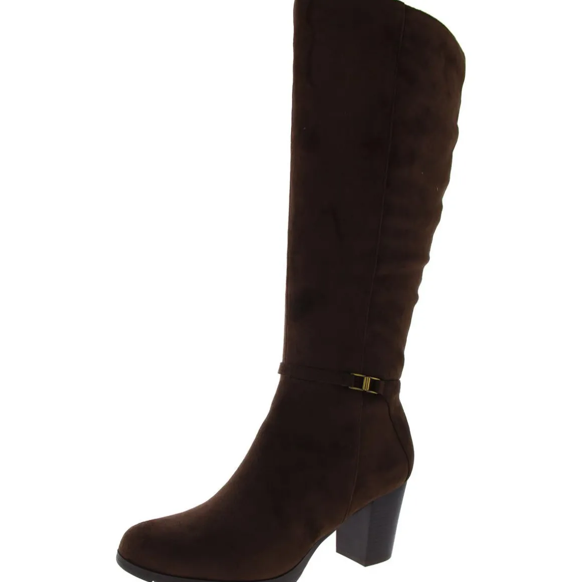 Faux Suede Block Heel Knee-High Boots