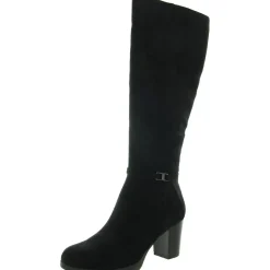 Faux Suede Block Heel Knee-High Boots