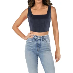 Faux Suede Bustier Pullover Top