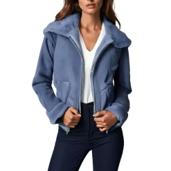 Faux Suede Reversible Motorcycle Jacket