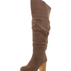 Faux Suede Solid Knee-High Boots