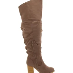 Faux Suede Solid Knee-High Boots
