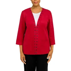 Faux Suede Studded Collarless Blazer