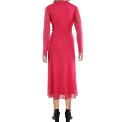 Faux Wrap Office Midi Dress