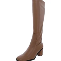 Figaro Leather Square Toe Knee-High Boots