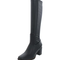 Figaro Leather Square Toe Knee-High Boots