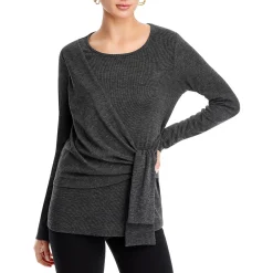 Fleece Drape Front Pullover Sweater