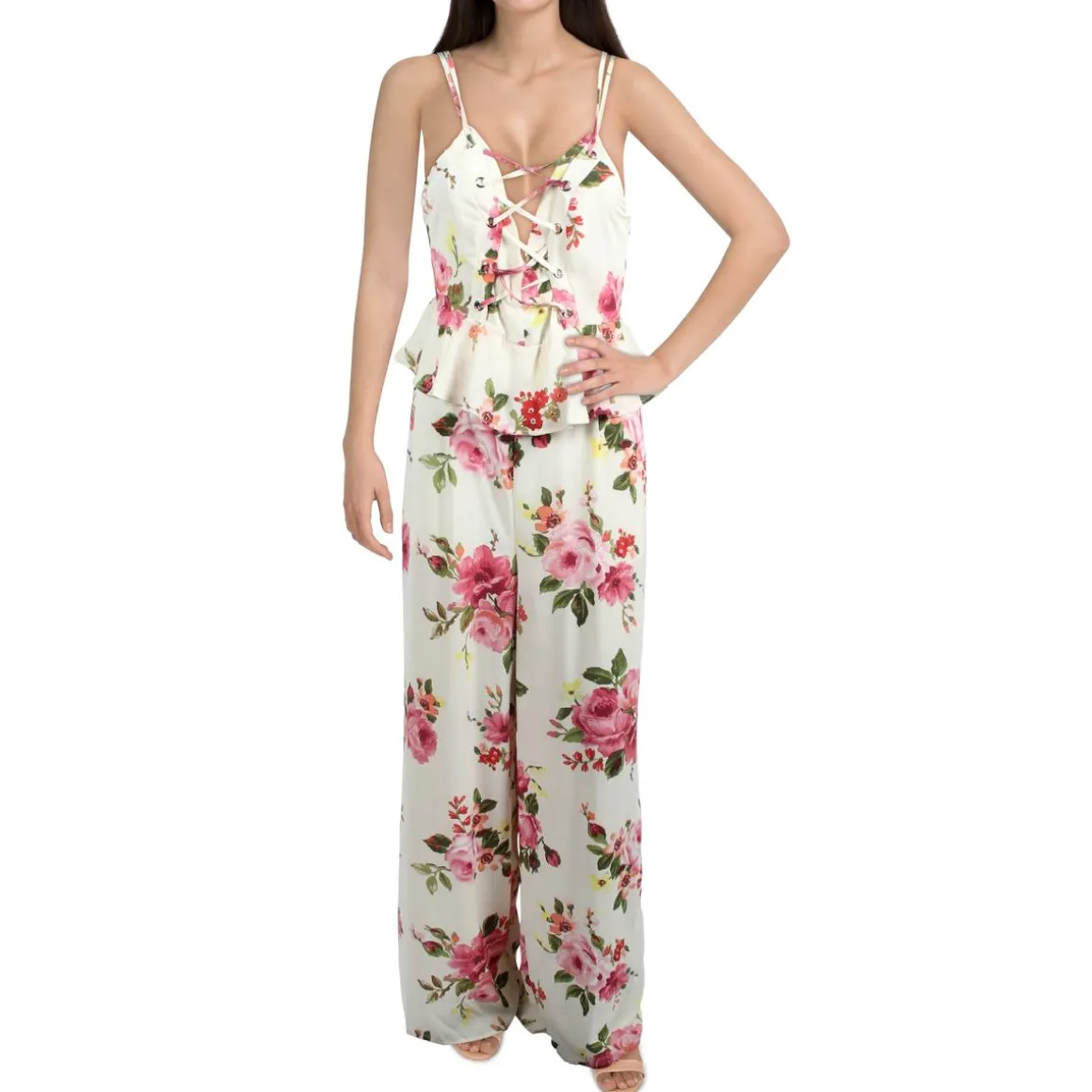 Floral Double V Jumpsuit